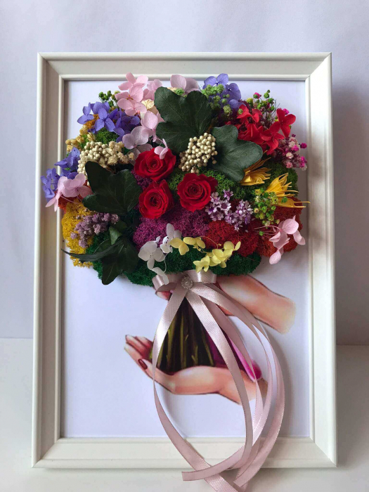 Tablou buchet flori uscate si licheni [2]