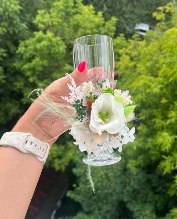 Aranjament floral pentru pahare miri sau nasi [4]