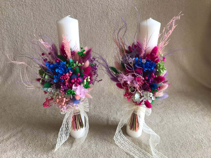 Pachet lumanari nunta + Buchet mireasa+ buchet de aruncat [2]