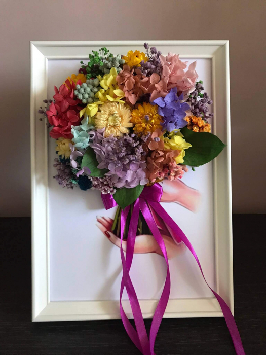 Tablou cu licheni si flori in forma de buchet [2]