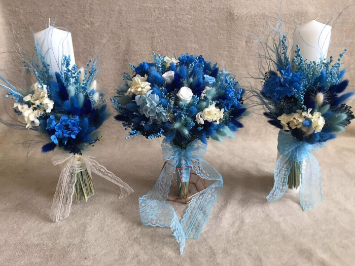 Pachet lumanari nunta + Buchet flori mireasa [5]