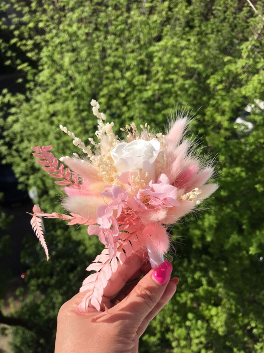Pachet lumanari fagure pentru nunta, buchet flori mireasa si cocarda ginere [9]