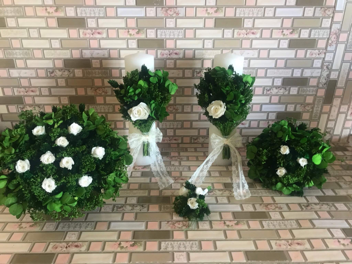 Pachet lumanari nunta + Buchet mireasa+ buchet de aruncat [2]