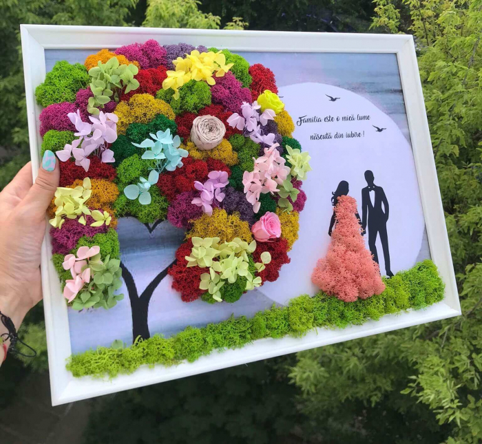 Tablou cu licheni personalizat cu siluete [2]