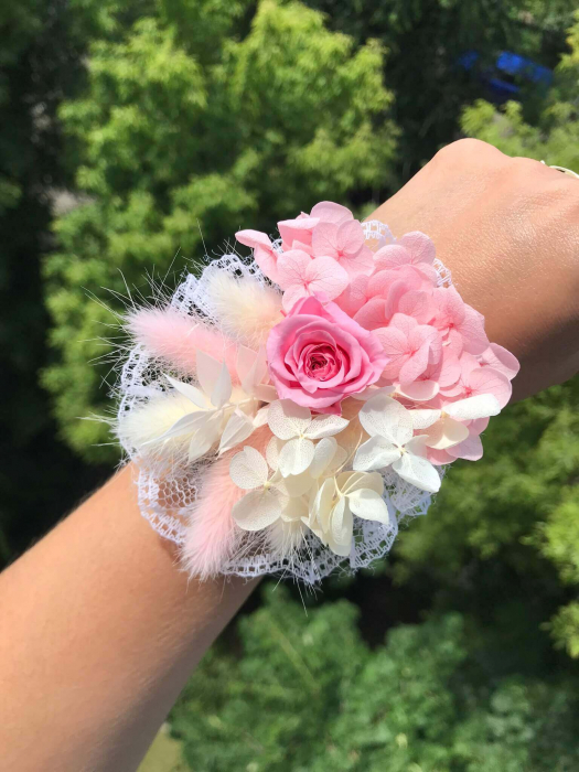 Pachet lumanari fagure pentru nunta, buchet flori mireasa, bratara si cocarda ginere [6]