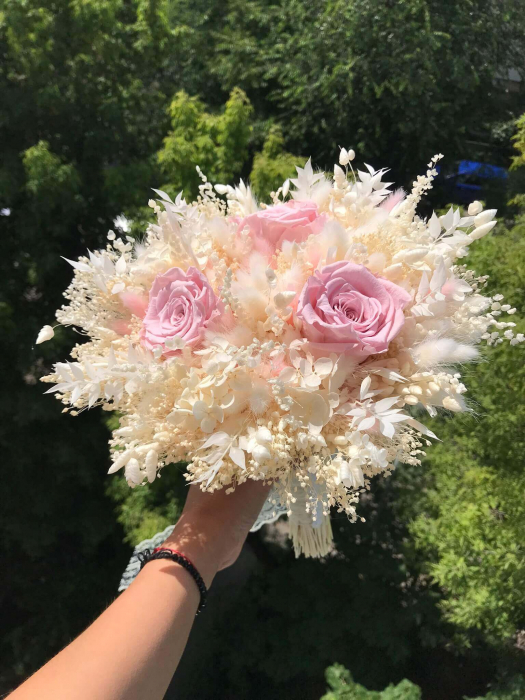 Pachet lumanari fagure pentru nunta, buchet flori mireasa, bratara si cocarda ginere [4]