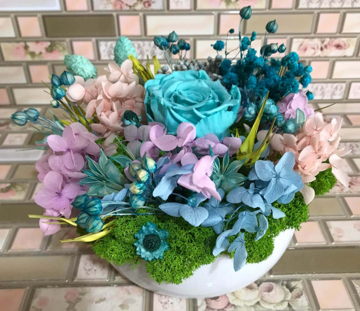 Aranjament floral cu licheni si flori uscate [3]