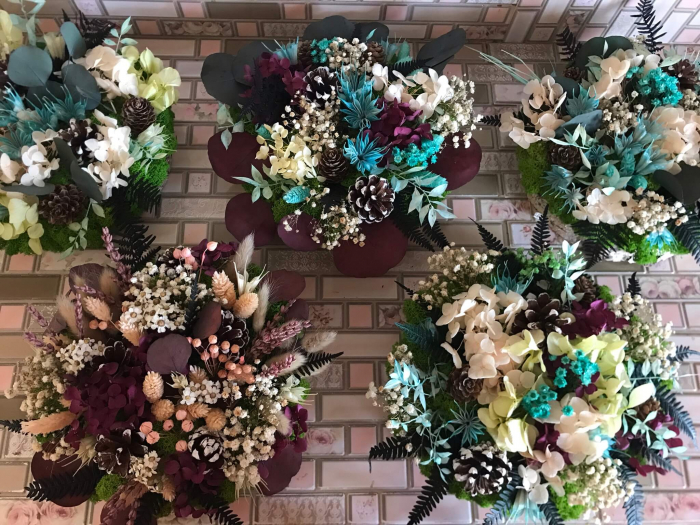 Aranjament floral pe felie lemn [5]