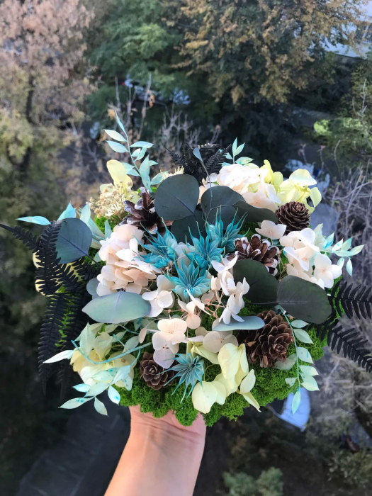 Aranjament floral pe felie lemn [9]