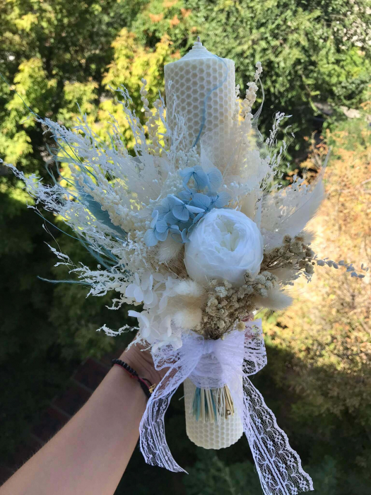 Lumanari fagure cu bujor si buchet flori cu bujori criogenati [5]
