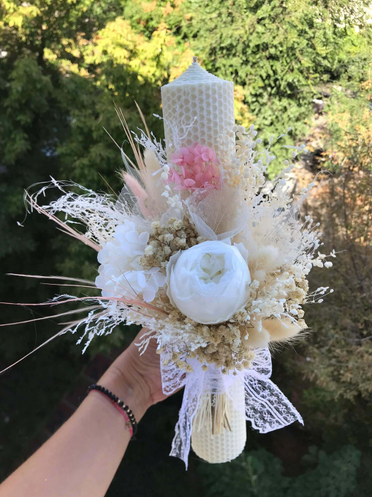 Lumanari fagure cu bujor si buchet flori cu bujori criogenati [6]