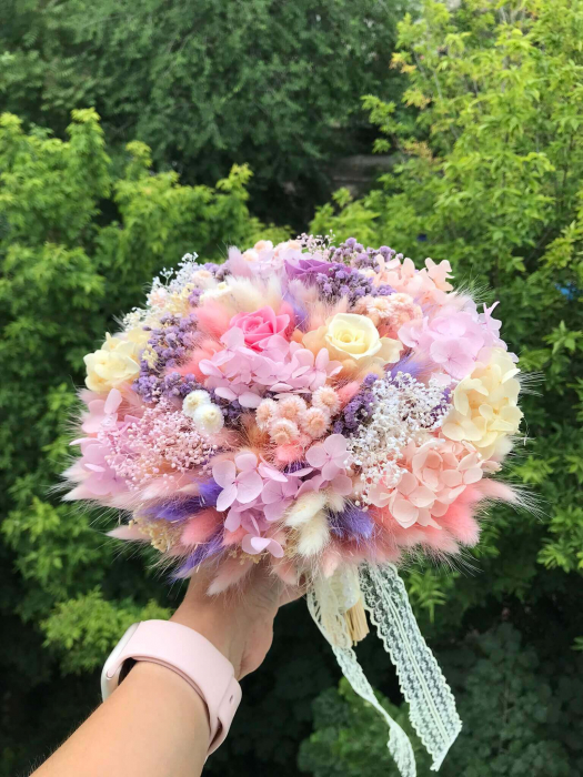 Buchet flori hortensie si trandafir [3]