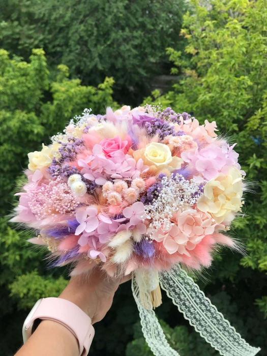 Buchet flori hortensie si trandafir [4]