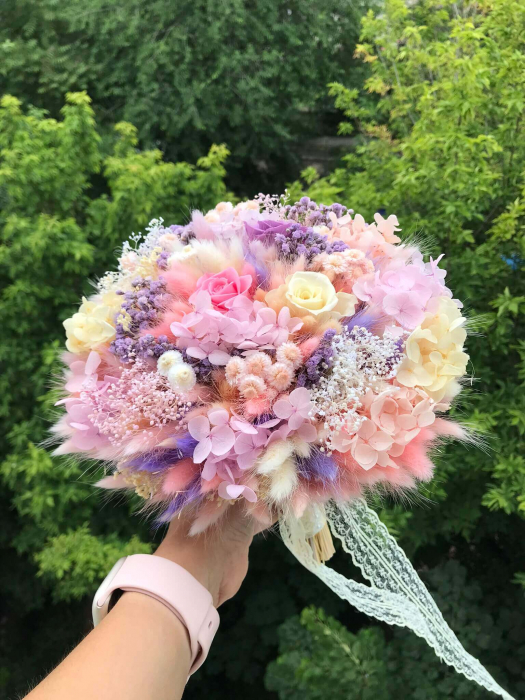 Buchet flori hortensie si trandafir [5]