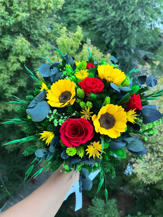 Buchet flori uscate/stabilizate cu floarea soarelui criogenata [1]
