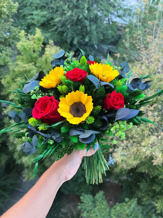 Buchet flori uscate/stabilizate cu floarea soarelui criogenata [5]