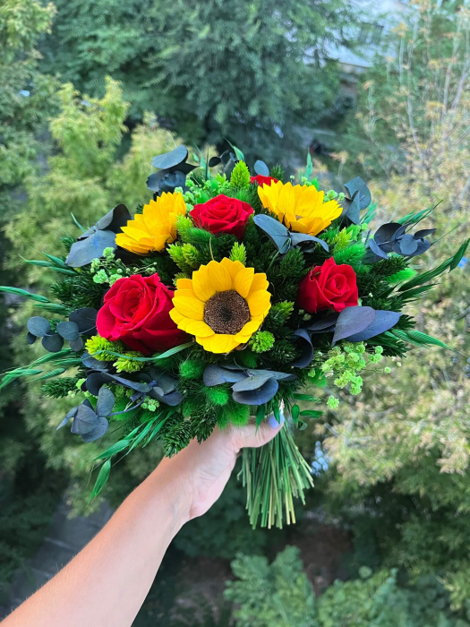 Buchet flori uscate/stabilizate cu floarea soarelui criogenata [4]