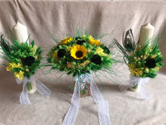 Pachet lumanari fagure pentru nunta, buchet flori mireasa [1]