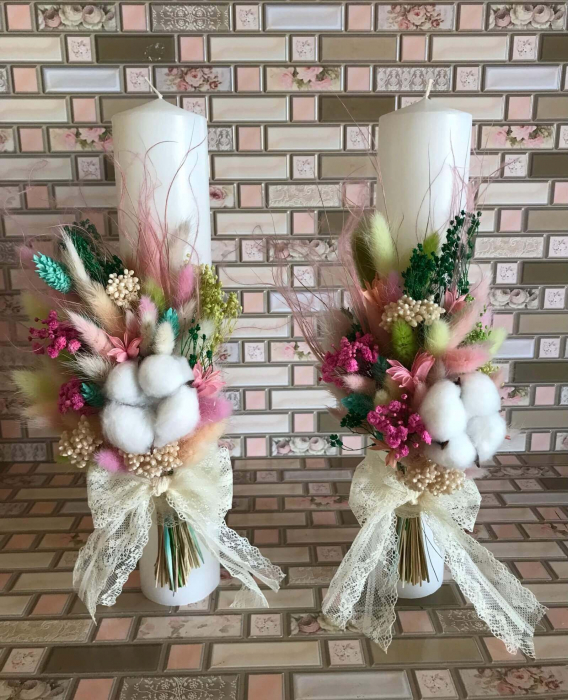 Pachet lumanari nunta + Buchet mireasa+ buchet de aruncat [3]