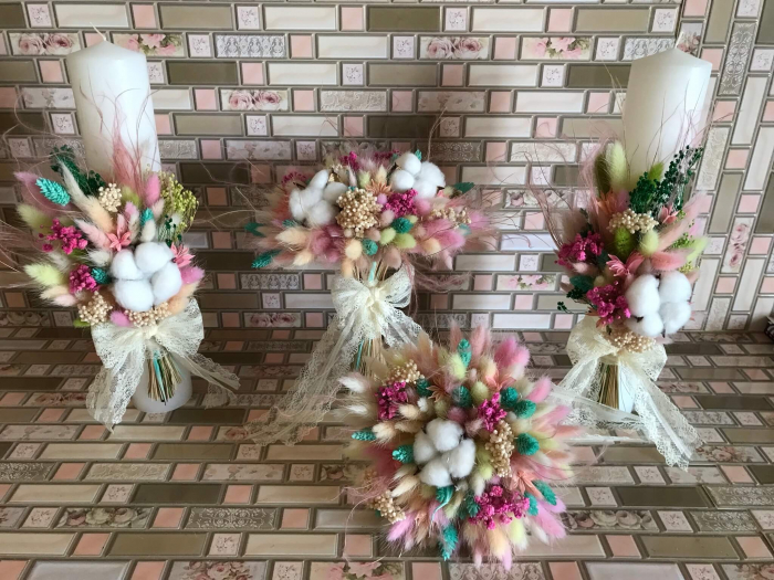 Pachet lumanari nunta + Buchet mireasa+ buchet de aruncat [1]