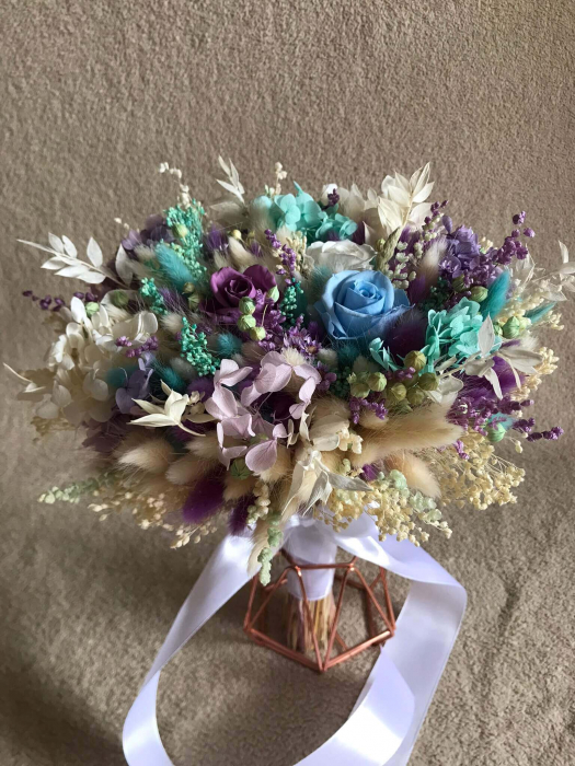 Pachet lumanari fagure pentru nunta, buchet flori mireasa si cocarda ginere [5]