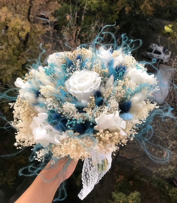 Pachet lumanari fagure pentru nunta, buchet flori mireasa si cocarda ginere [5]