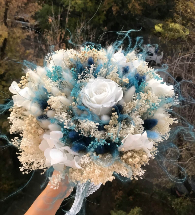 Pachet lumanari fagure pentru nunta, buchet flori mireasa si cocarda ginere [4]