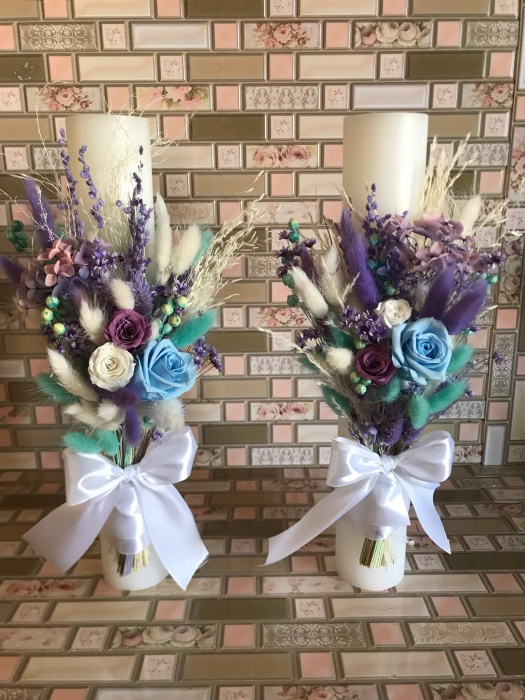 Pachet lumanari nunta + Buchet mireasa+ cocarda [2]