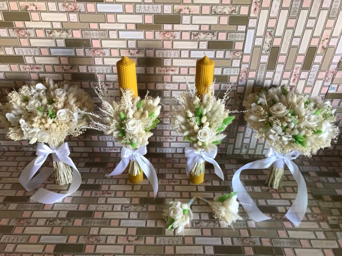 Pachet lumanari nunta + Buchet mireasa+ Buchet nasa [1]