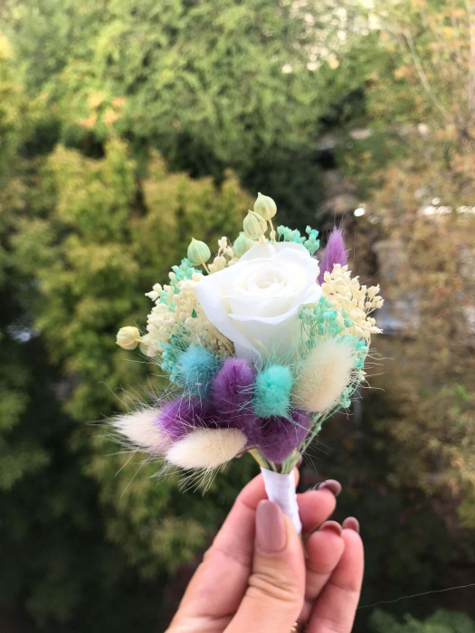 Pachet lumanari fagure pentru nunta, buchet flori mireasa si cocarda ginere [8]