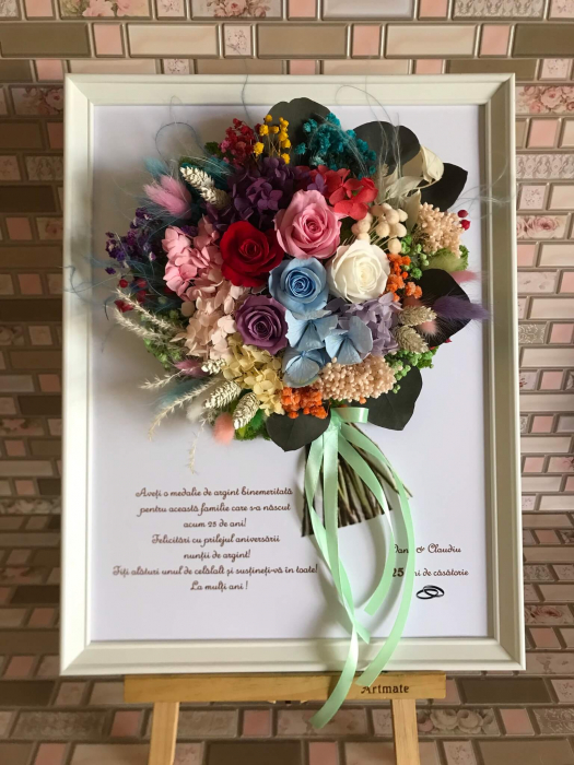 Tablou cu licheni si flori uscate Nunta de Argint [2]