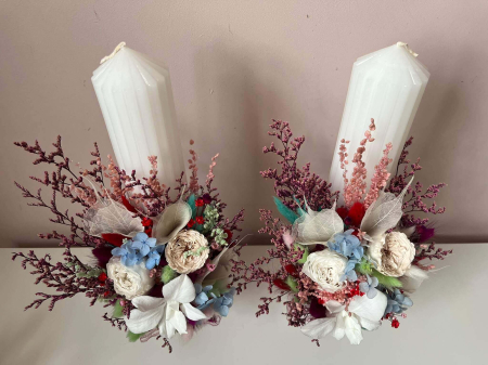 Lumânări Flowers lucrate cu flori uscate, bujor, trandafir și orhidee criogenata [3]