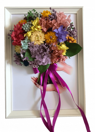 Tablouri 25/30 - Tablou buchet flori uscate si licheni
