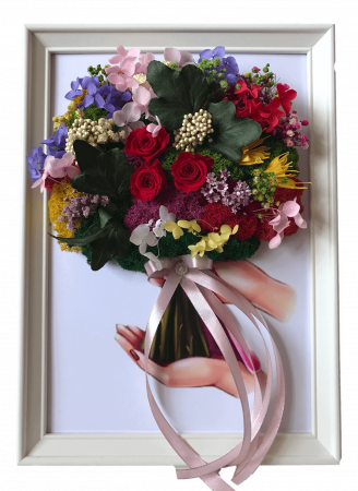 Tablouri 25/30 - Tablou buchet flori uscate si licheni