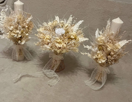 Lumanari nunta si buchet flori criogenate/uscate [1]