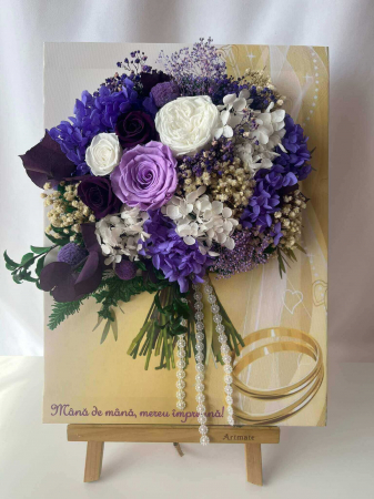 Tablouri cu licheni pe canvas - Buchet flori pe canvas