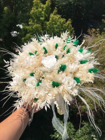 Buchete din flori naturale uscate si stabilizate - Buchet flori de mireasa
