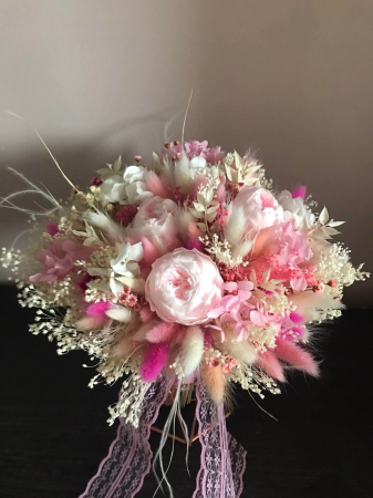 Buchete din flori naturale uscate si stabilizate - Buchet flori cu bujori