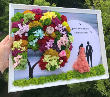Tablouri cu licheni pentru Nasi si Fini - Tablou cu licheni personalizat cu siluete