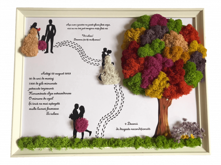 Tablouri cu licheni pentru Nasi si Fini - Tablou cu licheni aniversare casatorie