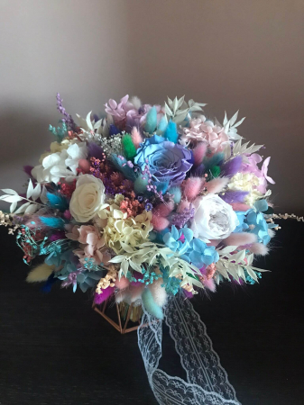 Buchete din flori naturale uscate si stabilizate - Buchet flori multicolor
