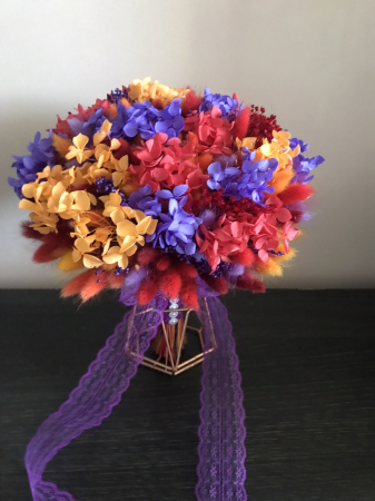 Buchete din flori naturale uscate si stabilizate - Buchet flori multicolor