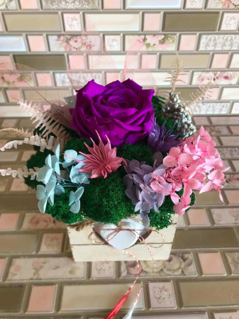 Aranjament cutie licheni - Aranjament floral cu licheni