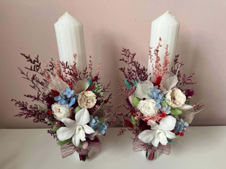 Lumânări Flowers lucrate cu flori uscate, bujor, trandafir și orhidee criogenata [4]