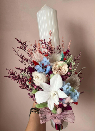 Lumânări Flowers lucrate cu flori uscate, bujor, trandafir și orhidee criogenata [5]