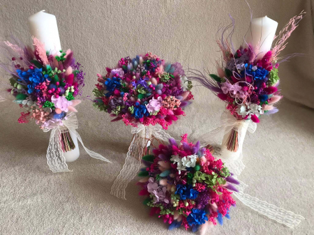 Pachet nunta - Pachet lumanari nunta + Buchet mireasa+ buchet de aruncat