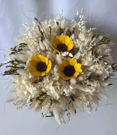 Buchete din flori naturale uscate si stabilizate - Buchet floarea soarelui criogenata