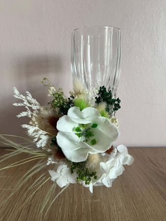 Bratari si Cocarde din flori naturale uscate - Aranjament floral pentru pahare miri sau nasi