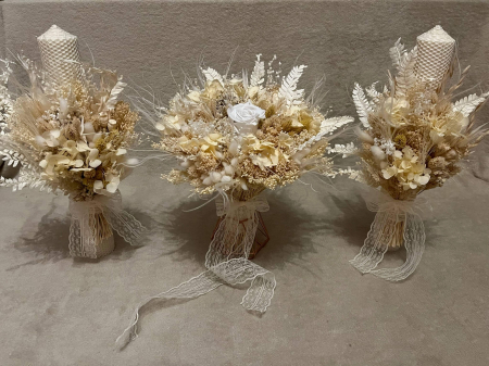 Pachet nunta - Lumanari nunta si buchet flori criogenate/uscate