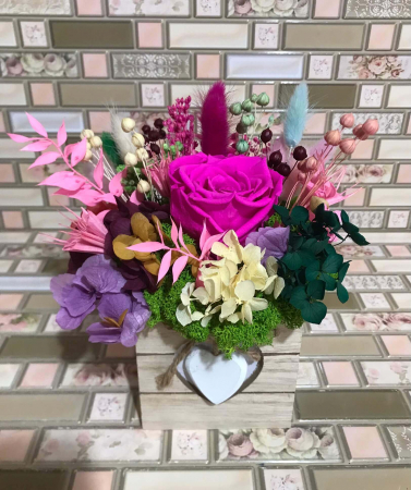 Aranjament cutie licheni - Aranjament floral cu licheni
